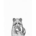 thumbnail image 2 of DeNeige, Elyse 20x24 White Modern Wood Framed Museum Art Print Titled - Forest Friends II Black and White Raccoon, 2 of 4