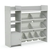 YYAo Kids Book Rack Storage Bookshelf, Toy Storage Organizer Bookshelf,4-Tier Kids Bookshelf and Toy Storage Rack with 8 Toy Organizer Bins-Grey