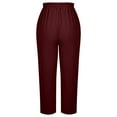 thumbnail image 4 of Pntutb Womens Summer Casual Loose Cotton And Linen Pocket Solid Capris Pants Wine L, 4 of 6
