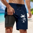 thumbnail image 2 of Mens Workout Shorts Swim Trunks Compresssion Liner Inseam Board Shorts Bathing Suit With Pockets Athletic Shorts Dark Blue L, 2 of 4