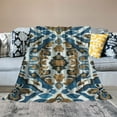 thumbnail image 2 of PRATYUS Boho Aztec Throw Blanket, Cozy Beige Tribal Blanket, Soft Flannel Tan Vintage Bohemian Throw Blanket, Fluffy Ethnic Geometric Blankets for Women Adults Gifts Bed Chair Sofa 50x60in, 2 of 6