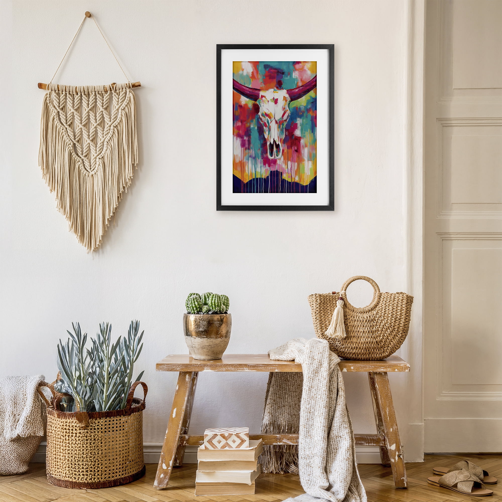 Stupell Industries Spirit Of The West Skull Black Framed Print Under Glass, design by Chromatic Storm Studio