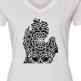 thumbnail image 4 of Inktastic Michigan Silhouette Mandala Women's V-Neck T-Shirt, 4 of 5