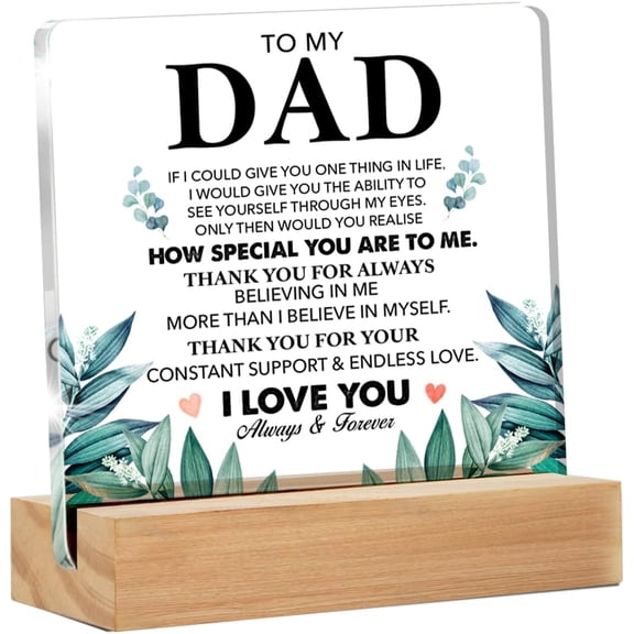 Gifts for Dad, Thank You Gift for Dad Father Daddy, Dad Appreciation Gifts for Birthday Christmas Father's Day, Dad Clear Acrylic Desk Sign for Home, 4x4 Inch