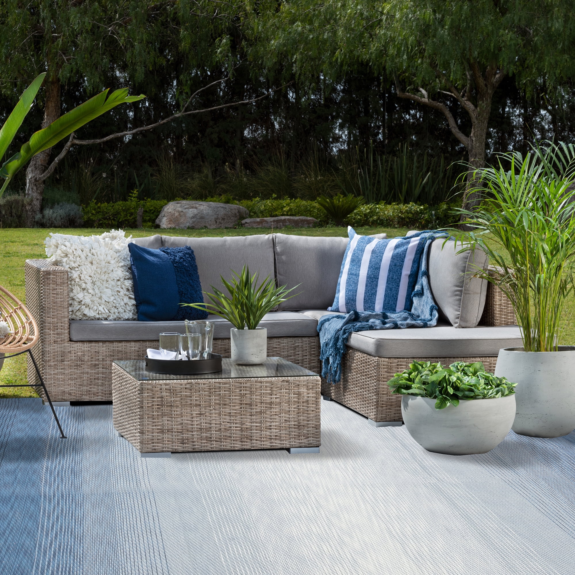 Auto Drive 6'x 9' Space Dyed Ombre RV Patio Mat, Perfect for RV Patios and Garden Patios, Polypropylene