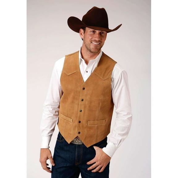 ROPER MENS SAND SUEDE LEATHER VEST TALL FIT