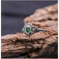 thumbnail image 2 of Unisex Vintage Geometric Ring Silver Alloy With Green Chalcedony Gemstone Electroplated Statement Ring Jewelry, 2 of 5