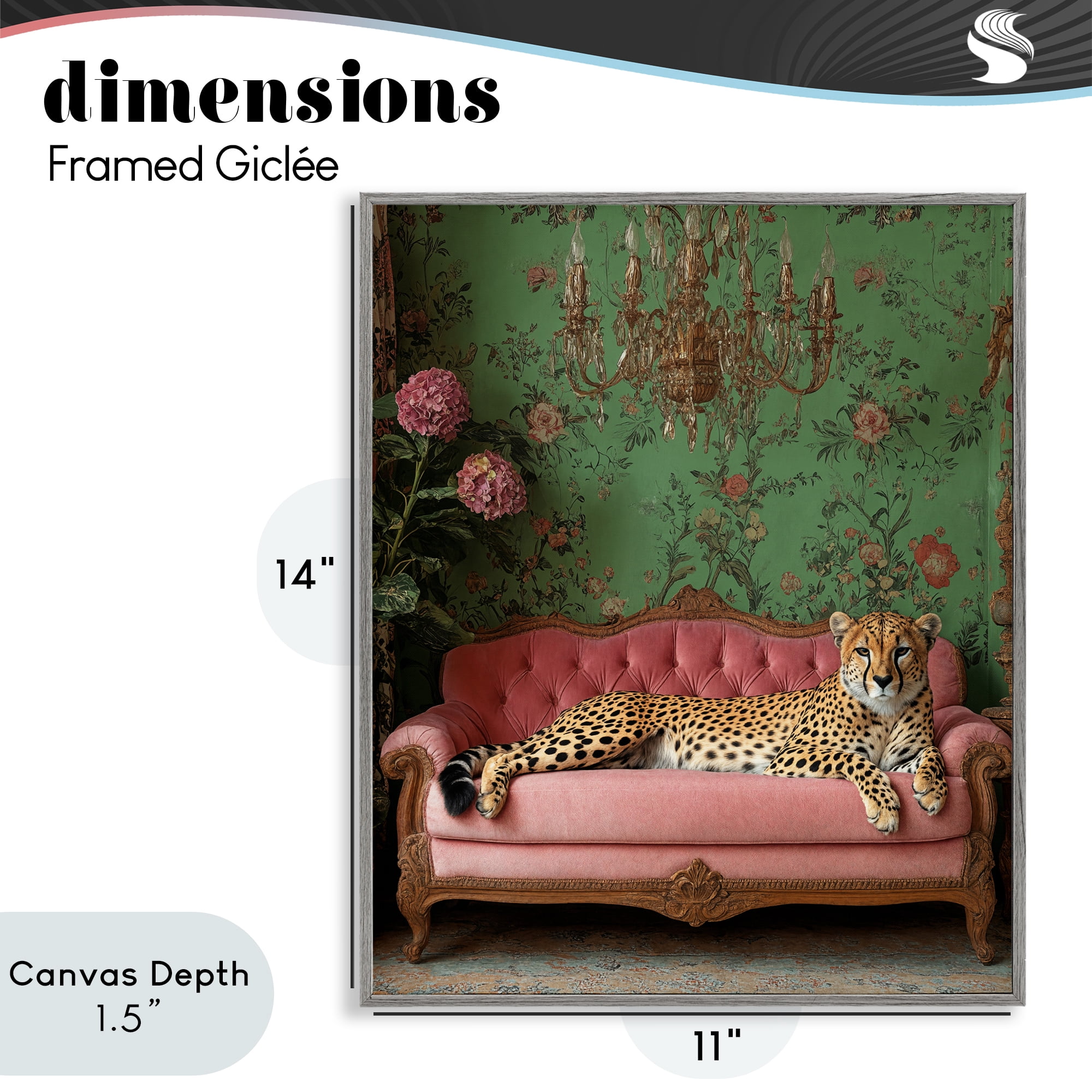 Stupell Industries Ornate Sophisticated Leopard Lounging Gray Framed Giclee Art, design by Scott Stulberg