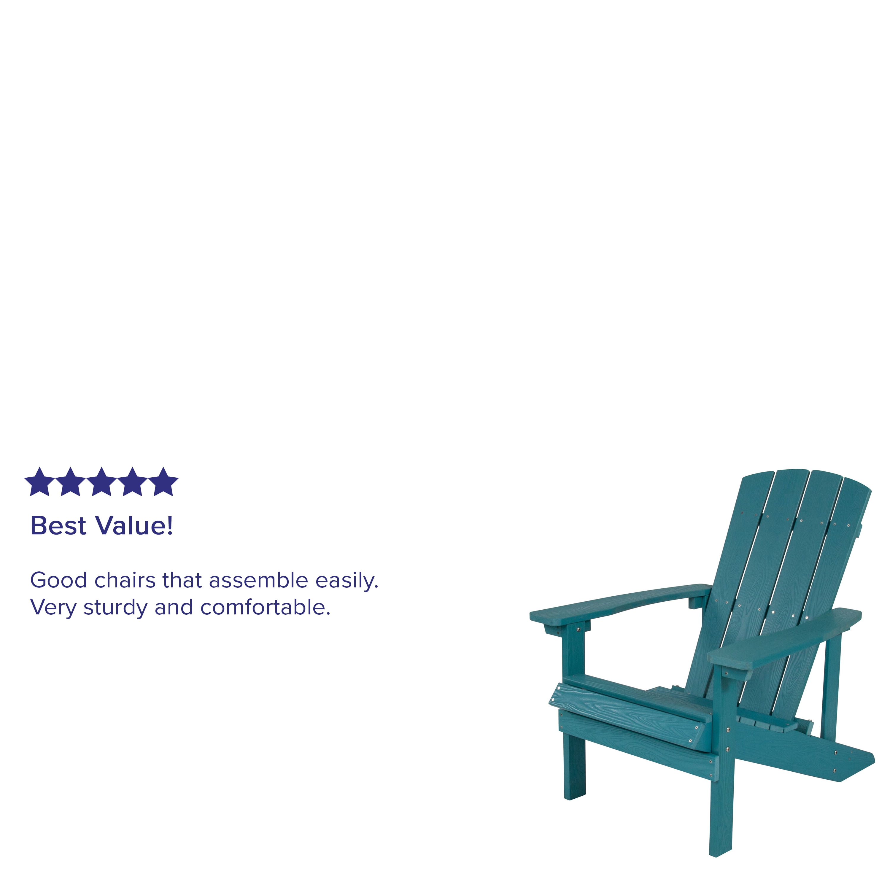 Emma + Oliver Set of 2 Outdoor Sea Foam All-Weather Poly Resin Wood Adirondack Chairs