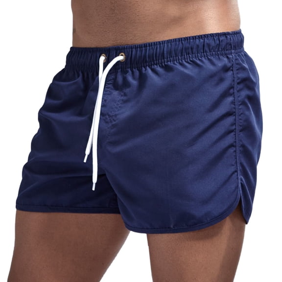 Idoravan Mens Casual Summer Shorts Solid Breathable Elastic Waist Quick Dry Sports Beach Pants