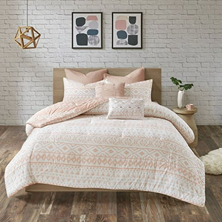 Urban Habitat Larisa 7 Piece Cotton Reversible Comforter Set Blush King Cal King