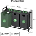thumbnail image 2 of Laundry Hamper with Shelf - Laundry Basket Organizer with 3 Pull-Out Removable Bags Laundry Sorter Dirty Clothes Hamper for Laundry Room Storage Bathroom, 3 X 11.8 Gallons (44.5L), 2 of 15