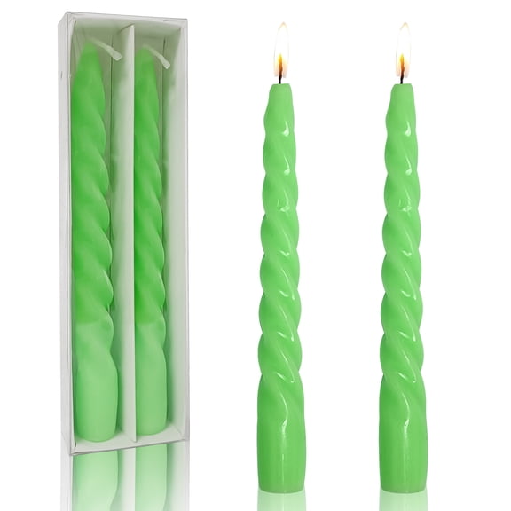 FCMSHAMD 7.3'' Green Taper Candles-Uscented Smokeless(2 Pack)
