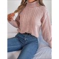 thumbnail image 3 of Suéter, suéter de cuello alto para mujer, punto cable, suéter, 3 of 6