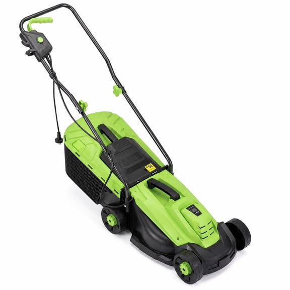 Patiojoy 12-Amp 13-Inch Corded Electric Lawn Mower With 3-Position Height Adjustment Green