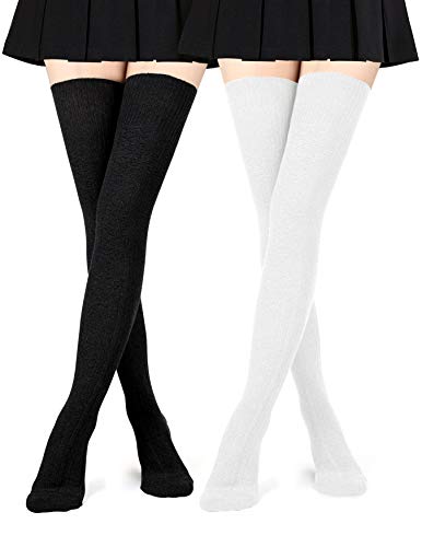 L-Lweik 2 Pairs Thigh High Socks Women 