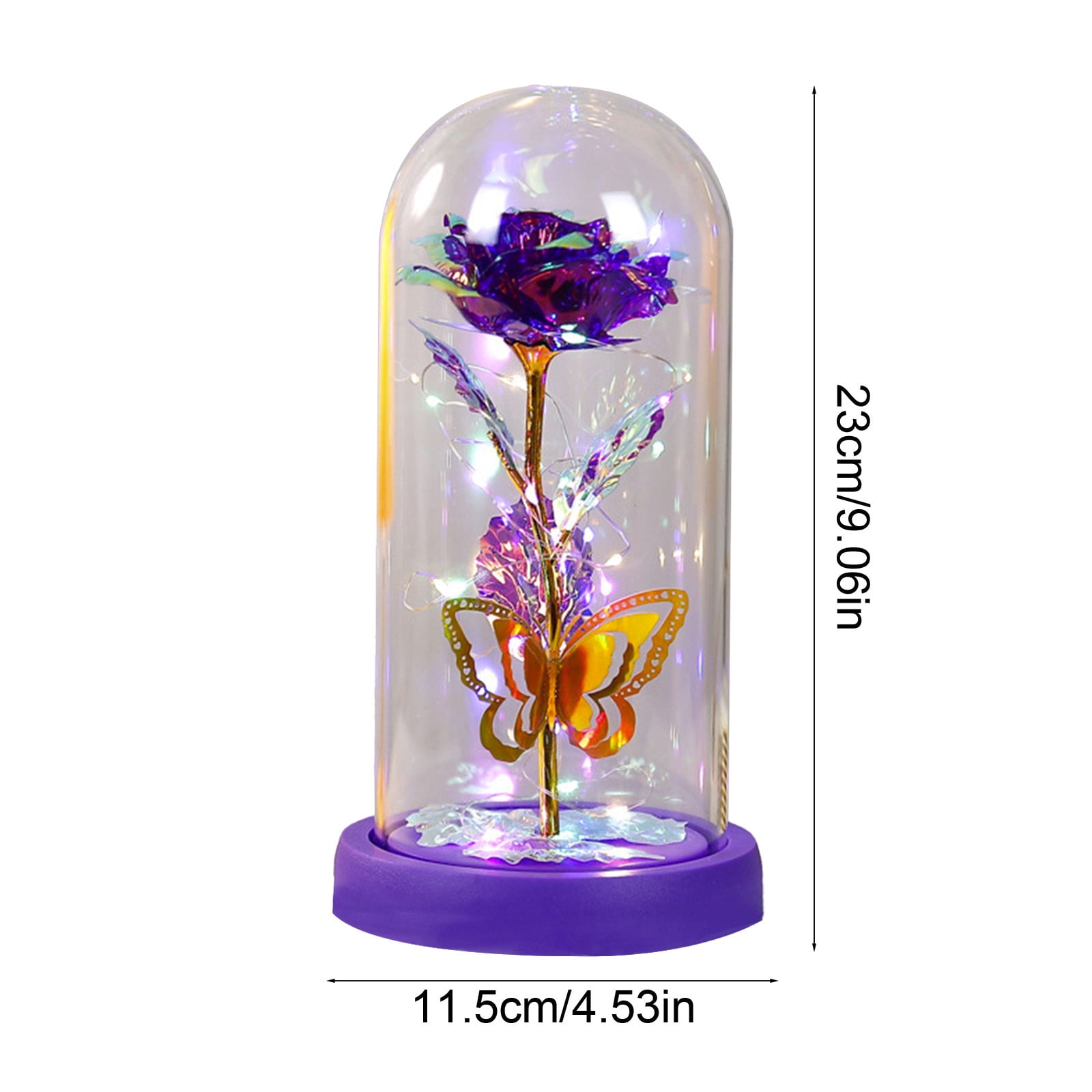 LED Preserved Rose in Glass Dome with Lights - Eternal Rose Gift for Women, Valentine's Day, Christmas, Birthday, Anniversary - Romantic Home Decor & Luxury Preserved Flower Arrangement