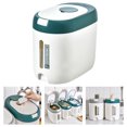 thumbnail image 4 of Cubo de almacenamiento de arroz de plástico de 10KG, tarro de grano de comida, contenedor sellado a prueba de , dispensador de tienda de alime Verde Soledad Cubo de arroz, 4 of 10