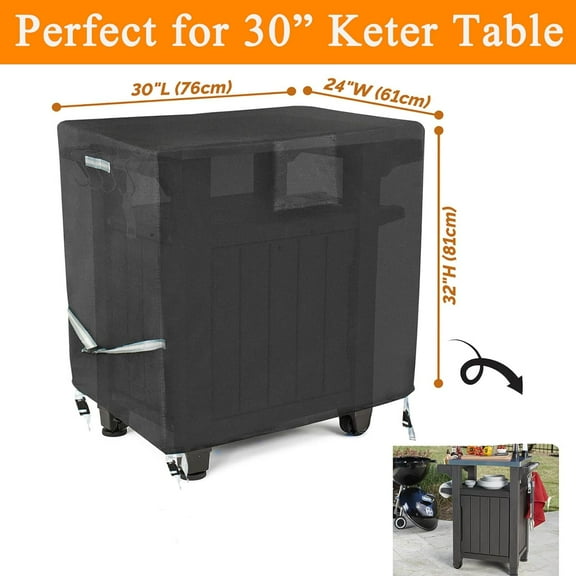 Outdoor Grill Cart Cover 600D for 30" Unity Table, Waterproof Resistant Prep Table Cover with Vents and Windproof Design