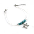 thumbnail image 4 of Tobillera con cuentas de estrella turquesa para niñas, estilo tobillera de playa, joyería, tobillera ajustable, 4 of 8