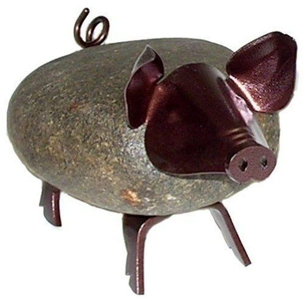 Francis Metal Works Medium Pig Metal & Stone Garden Statue Sculpture