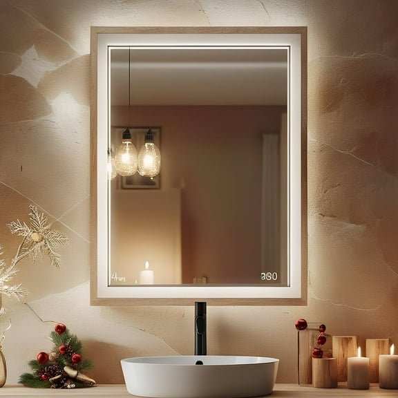 Danrelax 40 x 32 inch Led Bathroom Mirror with 3 Colors Light Homes