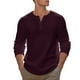 thumbnail image 5 of pstuiky Camisas suaves de manga larga para hombre, Camiseta informal de manga larga con cuello redondo y botones para hombre, color liso, transpirable y a la moda Tops de hombre s, 5 of 9