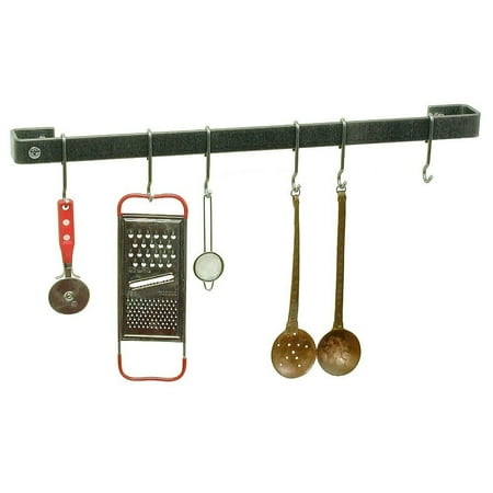- Enclume Premier Utensil Bar Wall Pot Rack, Hammered Steel