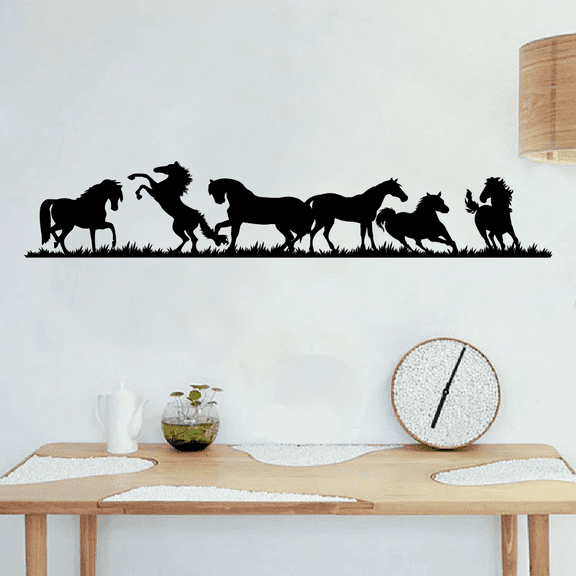 Horse Horses Playing Derby Horse Race Silhouette Horse Horses Stallion Mare Silhouette Vinyl Wall Art Wall Sticker Wall Decal Farm House Home Boys Room Décoration Design Décor Decal Size (16x40 inch)