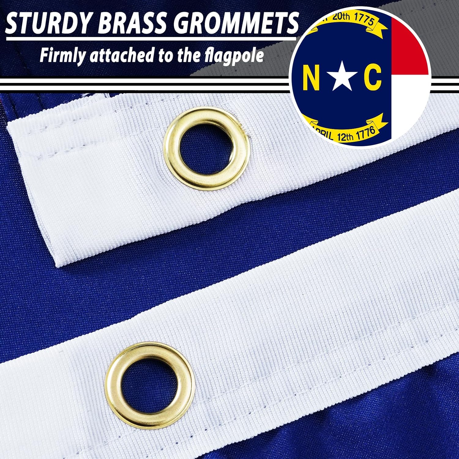 FLAGWIN North Carolina Flag 3x5 FT - 3 Ply Double Sided Polyester North Carolina State Flag with Brass Grommets - Vivid Color and Fade Proof State of NC Flag 3x5 Outdoor