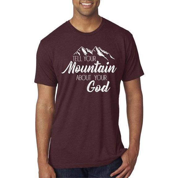 Wild Bobby Tell Your Mountain About Your God Inspirational/Christian Men Premium Tri Blend Tee, Cardinal, Small