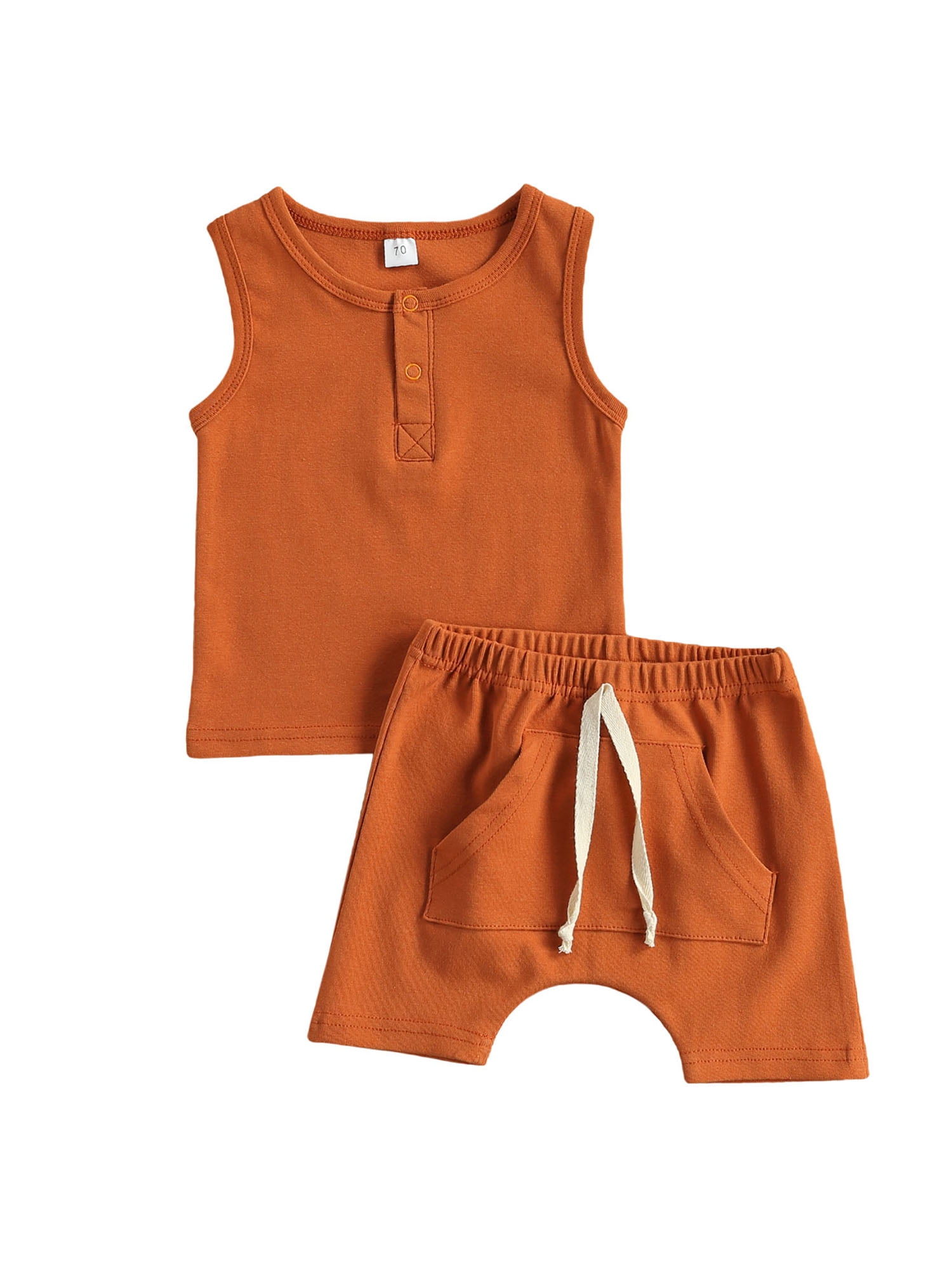 Toddler Baby Infant Boys Clothes Soild Color Vest Shorts Summer Outfit Set 