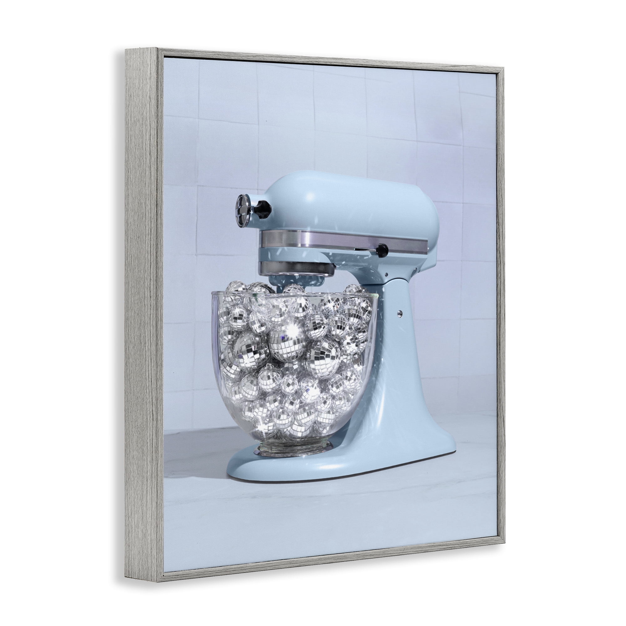Stupell Industries Disco Kitchen Mixer over Blue Gray Framed Giclee Art, design by LISH Creative