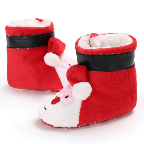 ELAYARD Warm Baby Boot Infants Santa Claus Shape High Wrap Cotton Easy to Wear and Take Off 1 Pair for Winter