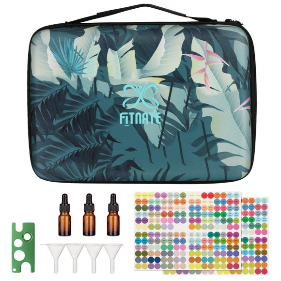 FITNATE Stockage d'Huiles Essentielles, 70 Bouteilles Étui en EVA Antichoc, Imperméable et Durable, Supportant jusqu'à 5/10/15 ml Bouteilles, Étui de Voyage pour Huiles Essentielles avec Ouvre-Bouteille