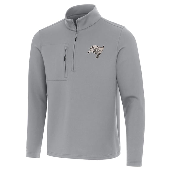 Men's Antigua  Gray Tampa Bay Buccaneers Insider Quarter-Zip Jacket