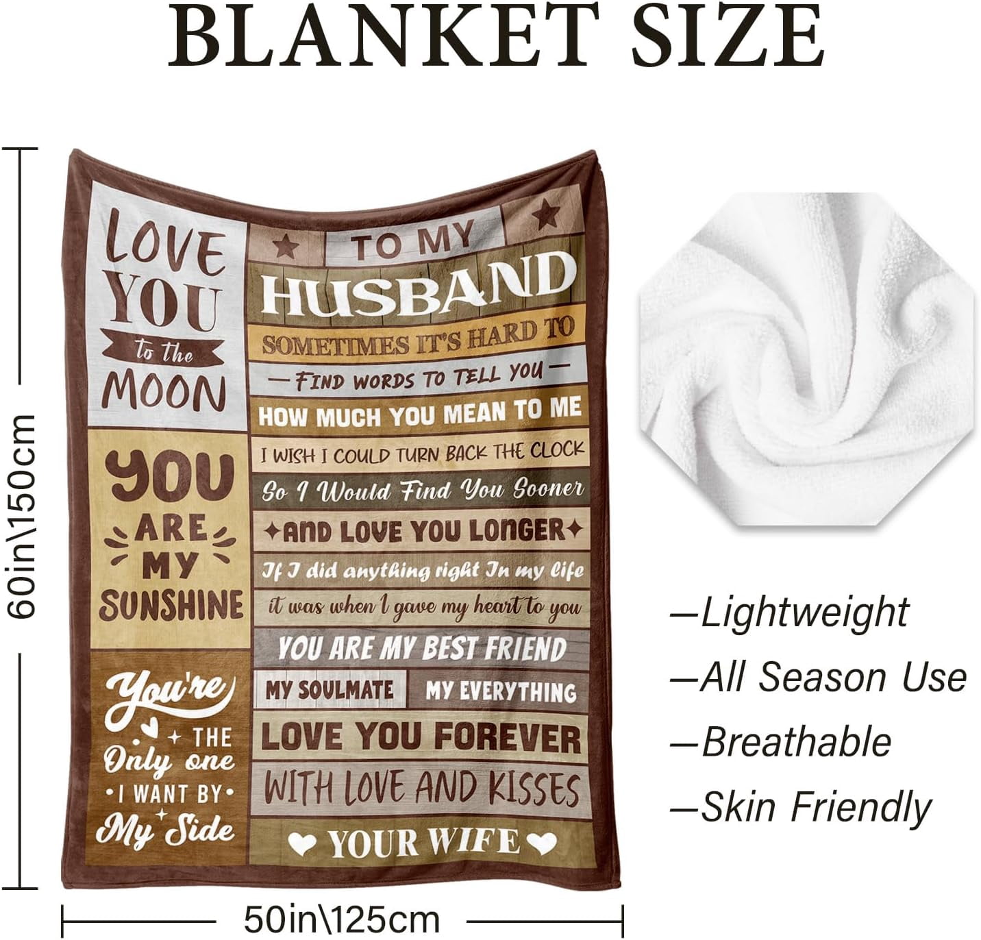 Gifts for Husband from Wife - Birthday Gifts for Husband - Anniversary Wedding Gift for Men - Christmas Valentines Day Gift for Him - Best Husband's Ever Present - to My Man Blanket