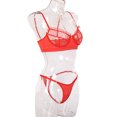 thumbnail image 3 of Conjunto de ropa interior sexy para mujer, pestañas de malla, sujetador de encaje, ropa interior, regalo, rojo, S Guardurnaity XX000055-03, 3 of 7