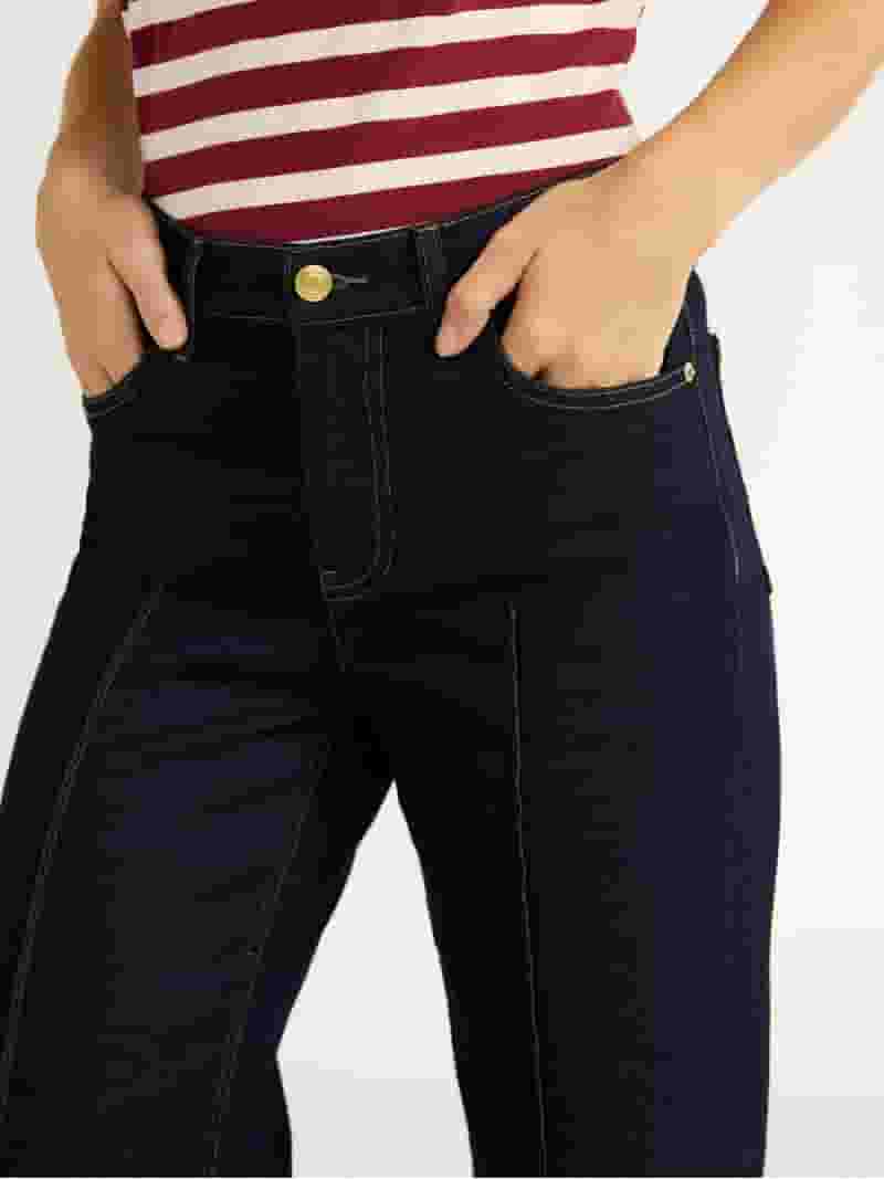 【HI FI FNK】Ep Pintuck Wide Denim Free Assembly Women's Wide Leg High Rise Pintuck Jeans, 29