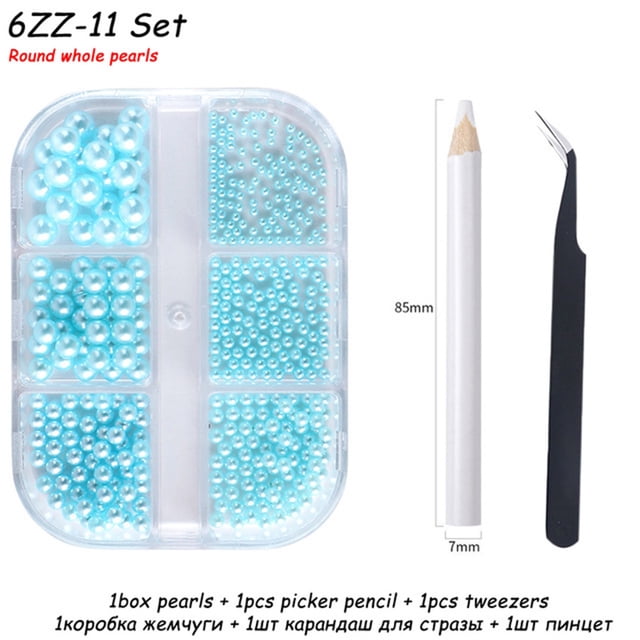 Accesorios para uñas Juego de brocas para uñas con perlas redondas de fondo plano y semicírculo japonés Wmkox8yii hjk785
