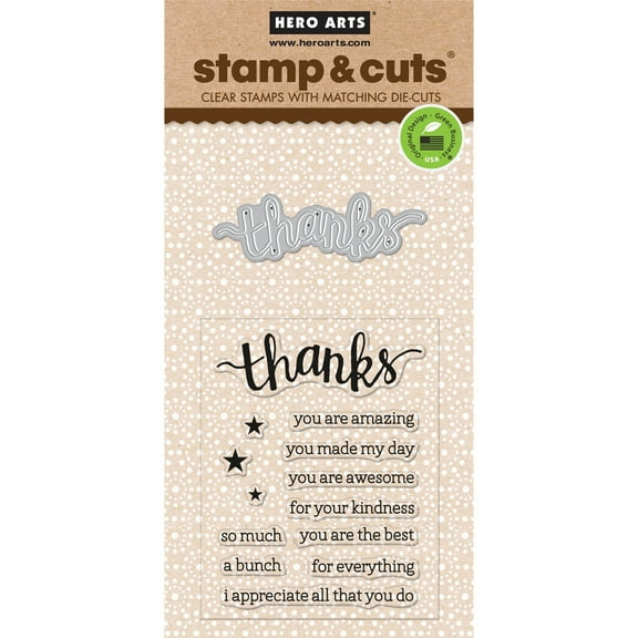 Hero Arts Stamp & Cuts-Thanks, Pk 1, Hero Arts