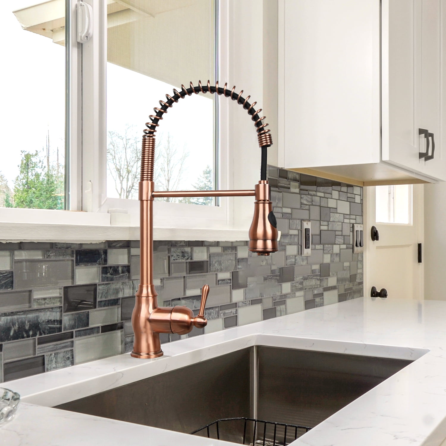 Buy Copper PreRinse Spring Kitchen Faucet, Single Level Solid Brass