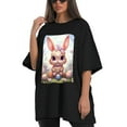 thumbnail image 4 of Plus Size Shirt for Women Black Tops for Women Oversized Short Sleeves Shirt for Women Easter10 T Shirt Crewneck Shirt for Women 3XL, 4 of 5