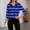 Blue, variant on gbyLJF Women's 3/4 Length Sleeve T-shirts Striped Printed V-Neck Collared Tops Summer Trendy Casual Shirts 2026