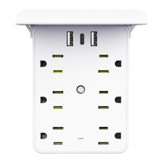 Oimcto Outlet Extender (With Shelf),Wall Socket Extender with Shelf Night Power Board Protector with Usb Port Multi Plug Wall Socket Suitable for Home and Outdoor Travel Saving Design