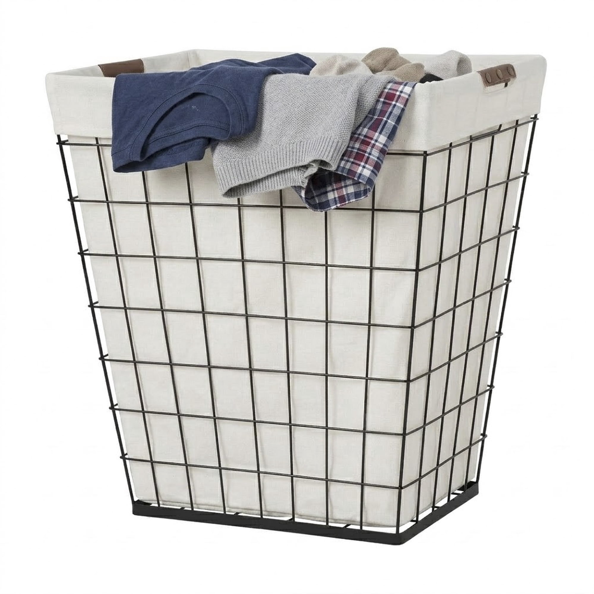 Better Homes & Gardens 75L Rectangular Steel Wire Laundry Hamper with Removable Liner, Natural, Adult