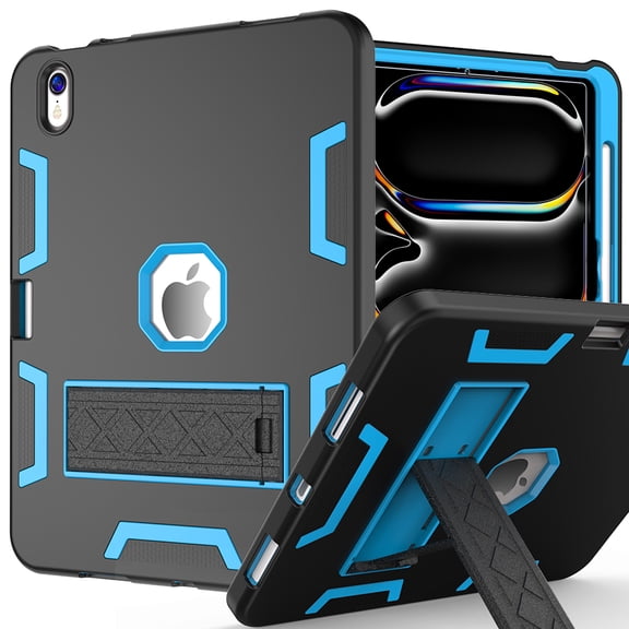 Decase Rugged Case for iPad (A16) 11th Gen 11 Inch 2025/iPad 10th Gen 10.9 Inch 2022,Shockproof Protective Cover with Built-in Stand & Pencil Holder,Heavy Duty Hard Cover,Blackblue