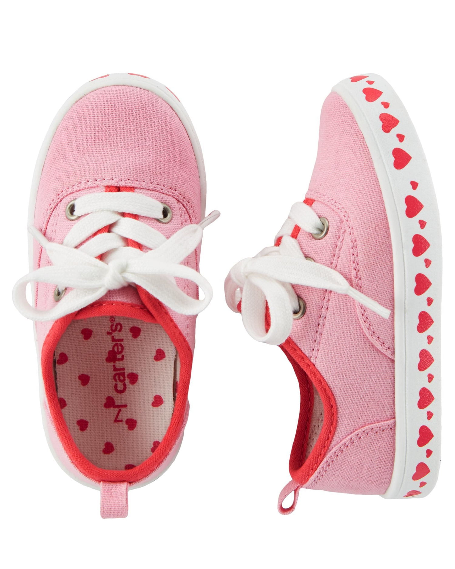 Girls' Casual Sneakers, Pink Hearts 