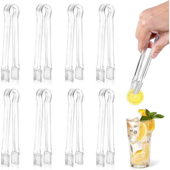 Deally Disposable Serving Utensils Clear Plastic Tongs Reusable Food Safe Mini Tongs for Serving Appetizers Salad Desserts Party Buffet Catering 8 Pieces 6.3 x 1.2 x 0.6 Inches