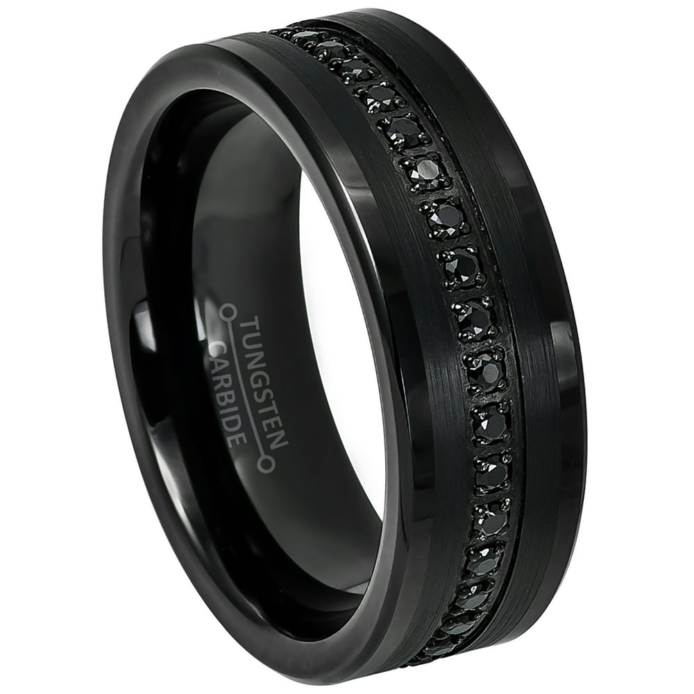 Jewelry Avalanche - Black Tungsten Wedding Ring - Band for Mens 8mm ...